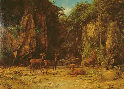 Manada de Ciervos Rojos al Anochecer de Gustave Courbet