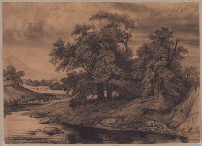 Paisaje con árboles grandes, finales de 1860 y principios de 1870 de Gustave Courbet
