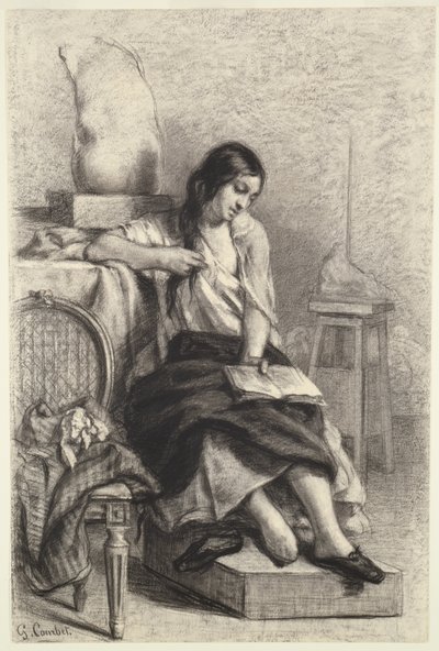 Modelo de lectura en el estudio de Gustave Courbet
