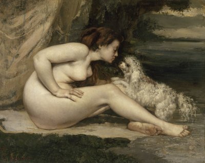 Mujer Desnuda con un Perro, 1861-1862 de Gustave Courbet