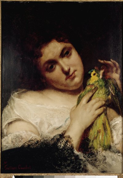 Retrato de una dama con un loro de Gustave Courbet