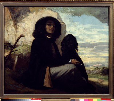 Autorretrato con su perro por Gustave Courbet (1819-1877) 1842 de Gustave Courbet