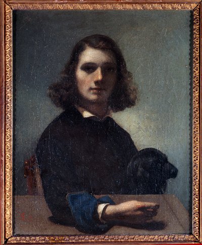 Autorretrato con perro negro de Gustave Courbet