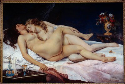 Sueño. Dos mujeres desnudas abrazadas en una cama de Gustave Courbet