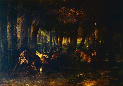 Celo de primavera, batalla de ciervos de Gustave Courbet