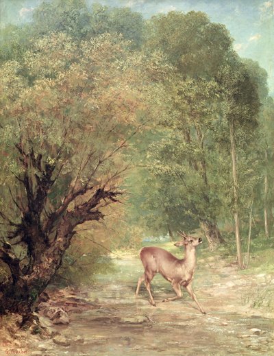 El Corzo Cazado en Alerta, Primavera, 1867 de Gustave Courbet