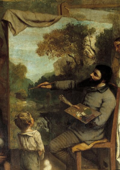El taller del pintor. Alegoría real determinando una fase de siete años de mi vida artística (y moral) (detalle) de Gustave Courbet
