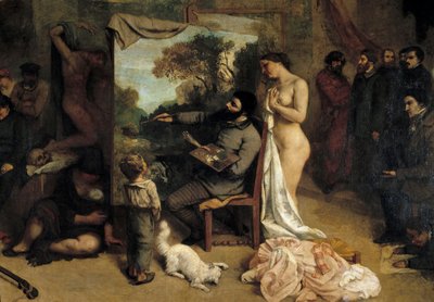El taller del pintor. Alegoría real determinando una fase de siete años de mi vida artística (y moral) (detalle) de Gustave Courbet