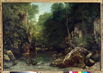 El arroyo cubierto, conocido como la entrada al Valle del Pozo Negro, Doubs: Efecto del crepúsculo de Gustave Courbet
