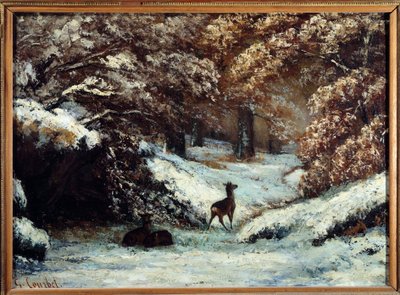 La entrega de ciervos en invierno de Gustave Courbet