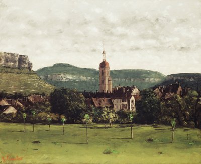 Vista de Ornans y su campanario, c.1858 de Gustave Courbet