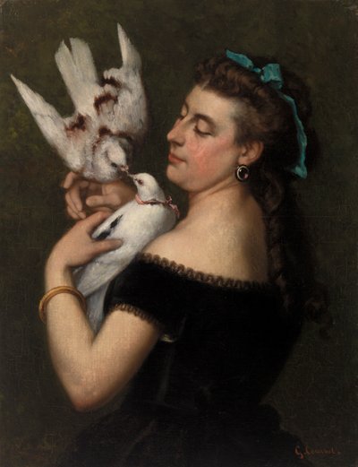 mujer con palomas de Gustave Courbet