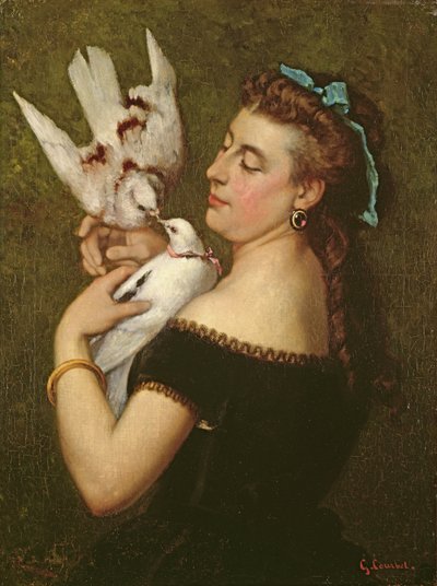 Mujer con palomas de Gustave Courbet