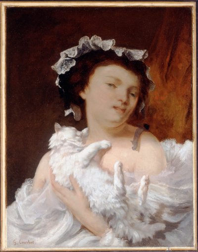 Mujer con un Gato, 1864 de Gustave Courbet