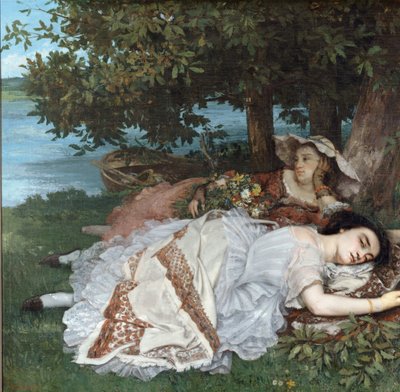 Jóvenes Damas en la Orilla del Sena de Gustave Courbet