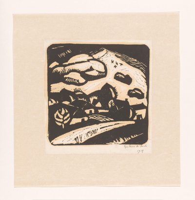 Paisaje con casas, carretera y montaña de Gustave De Smet (signed by artist)