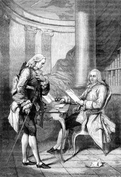 Anne Robert Jacques Turgot recibiendo una carta de referencia, 1898 de Gustave Demoulin
