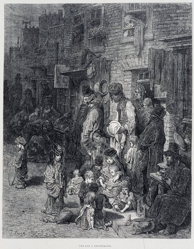 Una calle en Whitechapel - en “Londres” por Gustave Doré de Gustave Dore