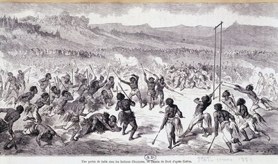 Un juego de pelota en los indios Choctaw - grabado por Gustave Doré de Gustave Dore