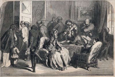 La antesala de un dentista. Dibujo de Gustave Doré (1832-1883). Grabado en “Le Monde illustré” de 1862. Colección privada. de Gustave Dore