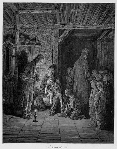 Una casa de refugio - en “Londres” por Gustave Doré de Gustave Dore