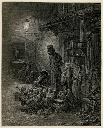Una familia pobre con sus pertenencias. de Gustave Dore