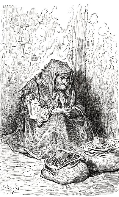 Según el boceto de una anciana española de Gustave Dore. De Vida y recuerdos de Gustave Dore, publicado en 1885. de Gustave Dore