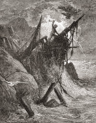 Obra original de Gustave Dore para el libro Los trabajadores del mar de Victor Hugo. De Vida y recuerdos de Gustave Dore, publicado en 1885. de Gustave Dore