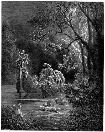 Alcina y Ruggiero como amantes felices pescando de Gustave Dore
