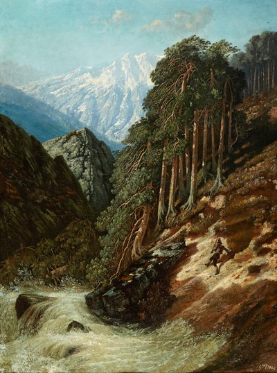Paisaje alpino con Beck, después de 1870 (óleo sobre lienzo) de Gustave Dore