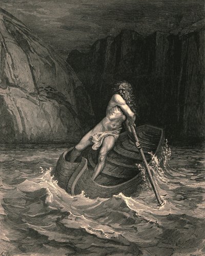 Y, he aquí! Hacia nosotros en una barca viene un anciano, c1890 de Gustave Dore