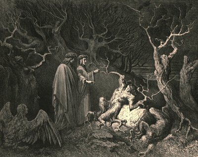Y de inmediato el tronco exclamó, ¿Por qué me arrancaste?, c1890 de Gustave Dore