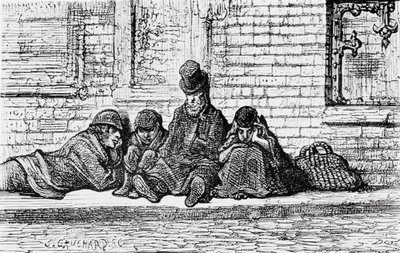 Durmiendo en las calles, 1872 de Gustave Dore