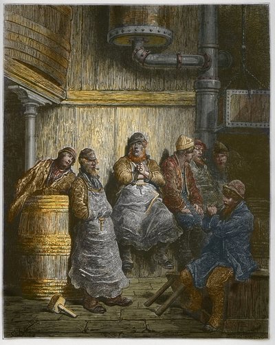 Trabajadores de la cervecería Barclay Perkins tomando un descanso - de 