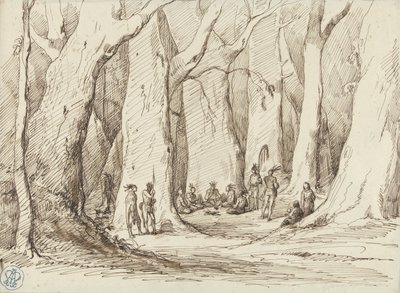 Reunión de nativos americanos en un bosque de Gustave Dore