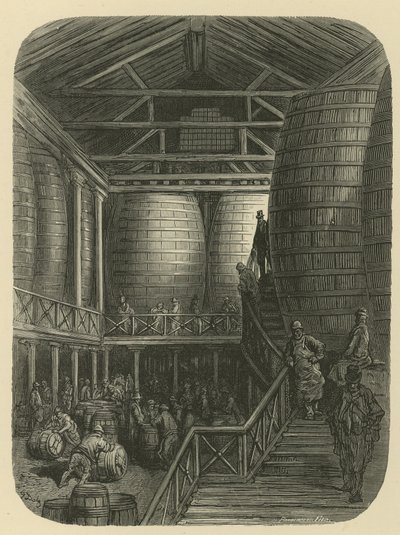 Trabajadores de la cervecería en el almacén de Gustave Dore