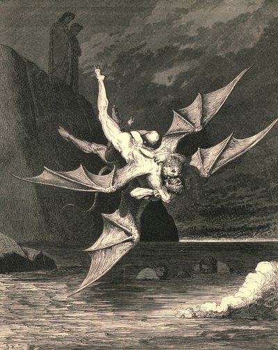 Pero el otro resultó ser un azor...y en el lago hirviente ambos cayeron de Gustave Dore