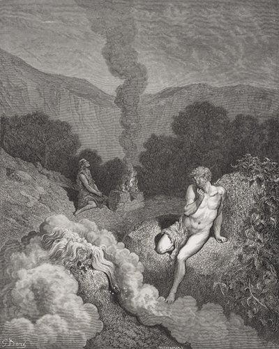 Caín y Abel ofreciendo sus sacrificios, ilustración de 