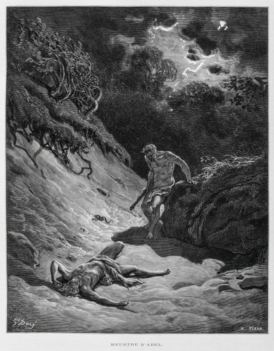 Caín mata a su hermano Abel, Ilustración de la Biblia de Dore de Gustave Dore