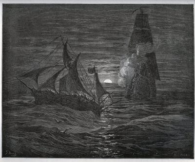 Historia del cautivo. El barco de escape español es atacado por un barco francés de 