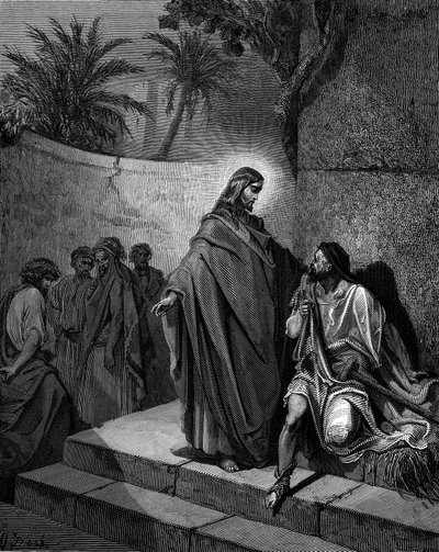 Cristo sanando al hombre enfermo de parálisis de Gustave Dore