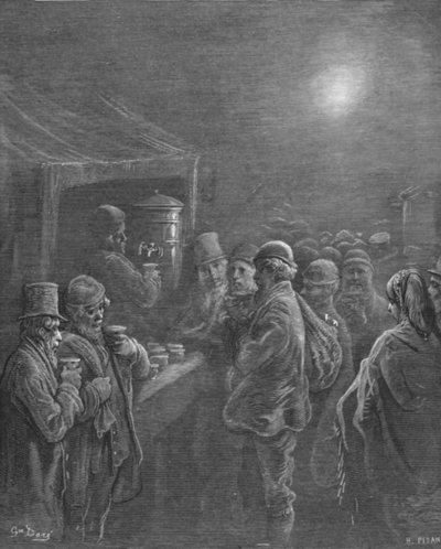 Puesto de café - Temprano en la mañana de Gustave Dore