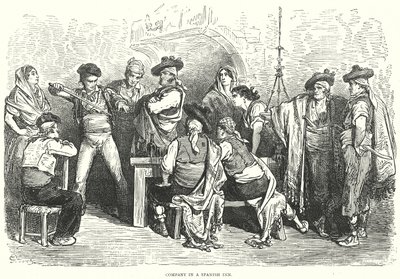Compañía en una posada española (grabado) de Gustave Dore