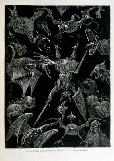 Croque-Mitaine; ilustración de 1863, por Gustave Doré (1832-1883); artista francés, grabador, ilustrador. Croque-Mitaine (El coco) un personaje maléfico presentado a los niños para asustarlos y así hacerlos más sabios. de Gustave Dore