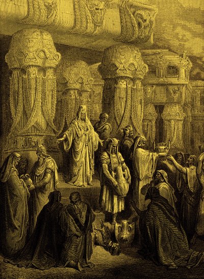 Ciro devuelve los vasos al templo - Biblia de Gustave Dore