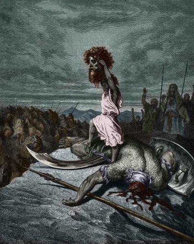 David sosteniendo la cabeza de Goliat, por Gustave Dore de Gustave Dore