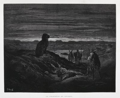 Muerte del profeta de Betel, ilustración de la Biblia de Dore de Gustave Dore