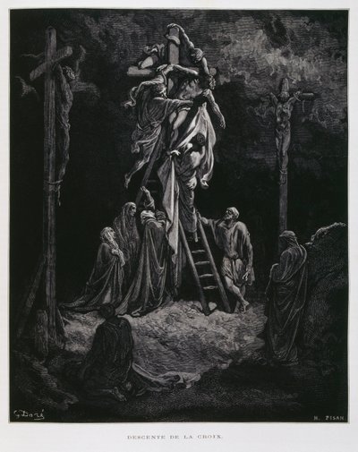 Descendimiento de la cruz, la deposición de Cristo, Ilustración de la Biblia de Dore. de Gustave Dore