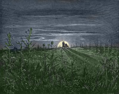 Don Quijote y Sancho, en su camino a Toboso - de “Don Quijote de la Mancha” de Miguel de Cervantes (1547-1616) - xilografía según dibujo de Gustave Doré (1832-1883) de Gustave Dore