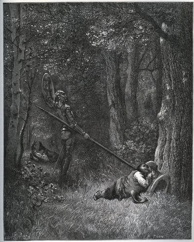 Don Quijote despertando a Sancho Panza - de "Don Quijote de la Mancha" de Miguel Cervantes de Gustave Dore